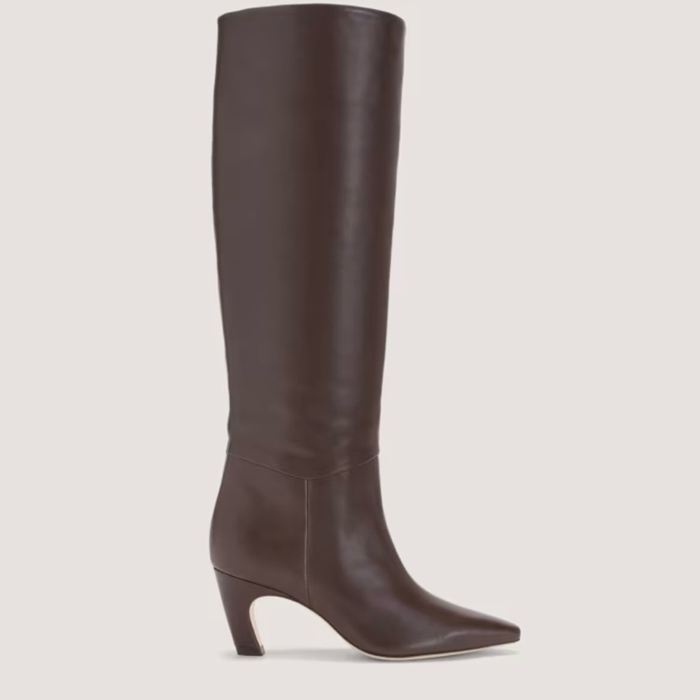 NEW Everlane Dark Brown Leather‎ Knee High Pull On Banana Heel Boot in Size 7